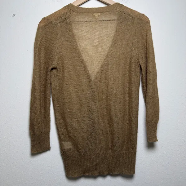 NEW J.‎ Crew Women Preppy Academia Wool Mohair Cardigan Sweater Brown Light - Image 4