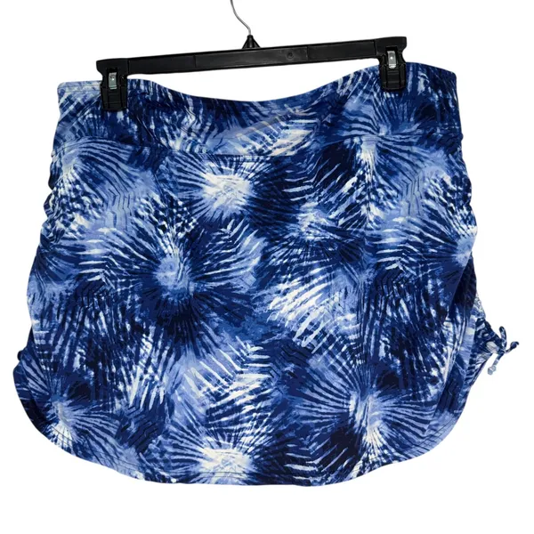 Lands End Blue Tropical Palm Print Swim Skirt 24W‎ Plus Size Cinch Side 522799 - Image 7