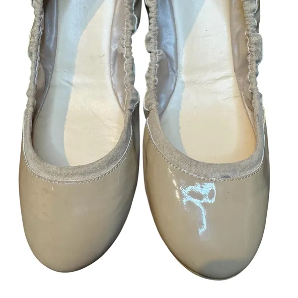 Cole Haan Shoes Womens Size 6 Beige Patent Leather Ballet Flats Bow‎ D42512 - Image 2