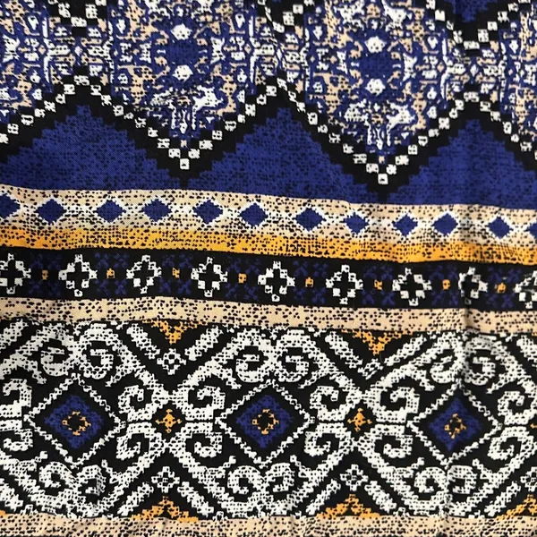 Sweet Wanderer Geometric Blue and Gold Blouse Tank - Image 3