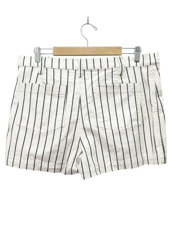 Madewell Emmett Button Front Shorts 32 Ivory Navy Stripe High Rise Stretch NWT - Image 3