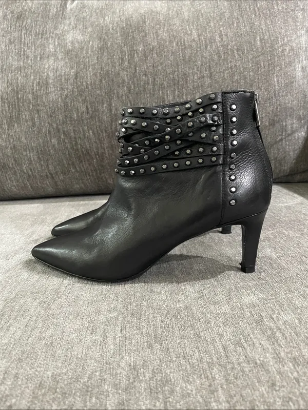 Ash Dangerous Studded Leather Ankle Booties Size 39 - Image 7
