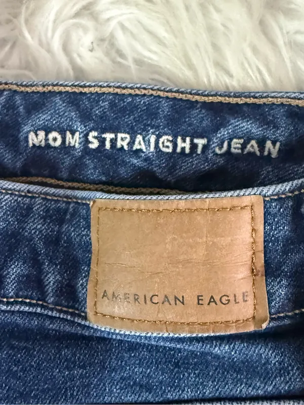 American Eagle Mom Straight Jeans Size 0 Regular Medium Wash Stretch - Image 7