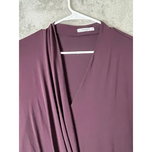 MM.LaFleur Draped Crossover Surplice Long Sleeve Workwear Blouse Plum Size Large - Image 2