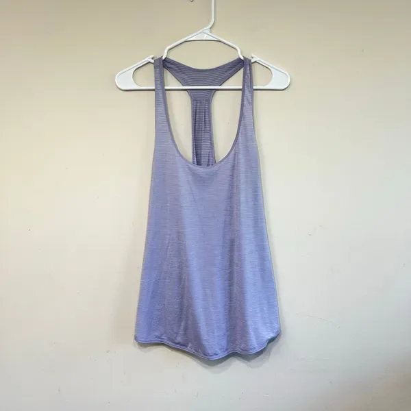 Lululemon Purple Silver Striped Singlet Athletic Tank 10 Women - Image 2