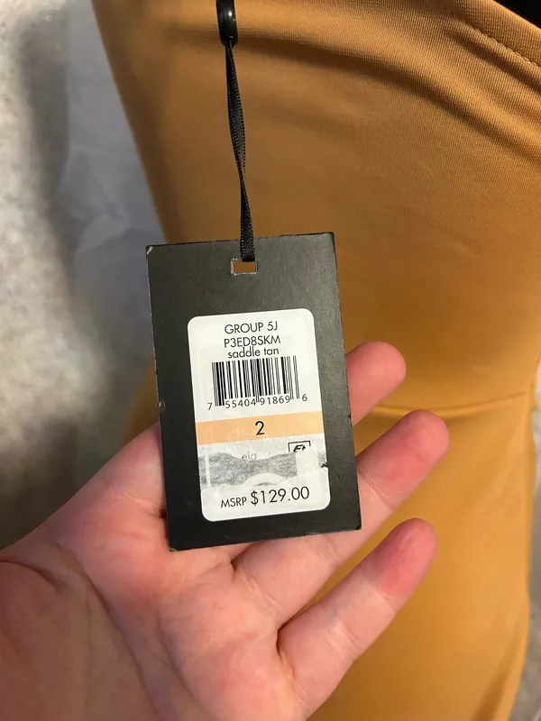 DKNY one shoulder dress in Saddle Tan  - Image 9