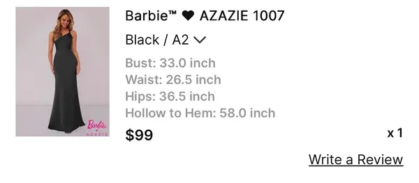 Azazie Barbie Black Mermaid Pleated Stretch Satin Dress - Image 6
