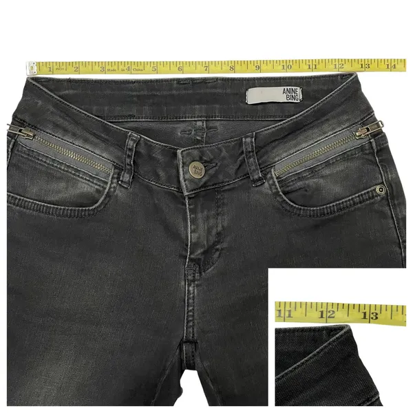 Anine Bing Double Zipper Skinny Jeans - Charcoal - 26 - Image 5