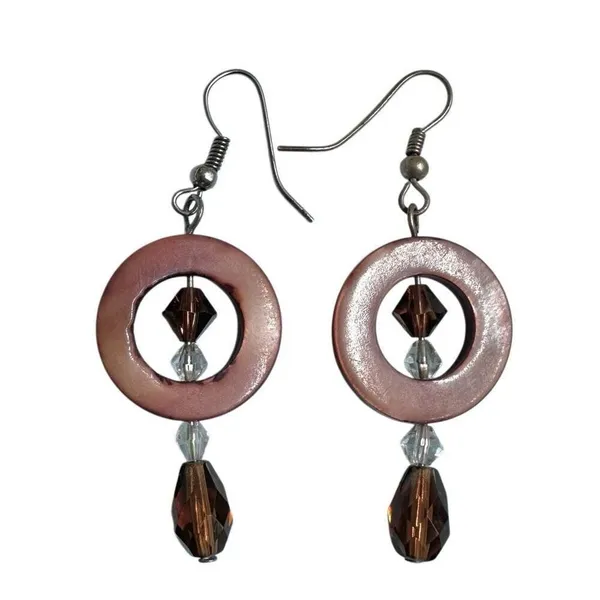 Abalone Crystal circle drop earrings - Image 5