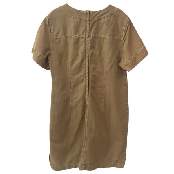 J. Crew‎ Lace up V-Neck Canvas Short Sleeve Khaki Midi Dress Safari Summer 10 - Image 6