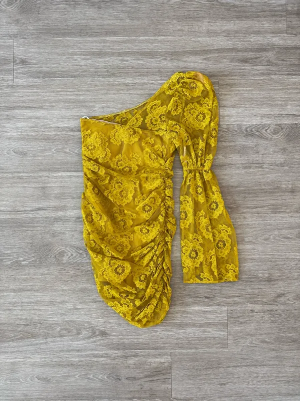 NWT For Love & Lemons Tiana Mini Dress in Mustard Yellow, Size XS - Image 2