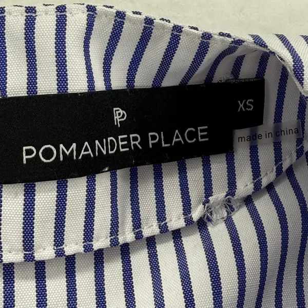 Pomander Place Womens Blue Striped‎ Tiered Babydoll Dress XS Cotton Colorblock - Image 2