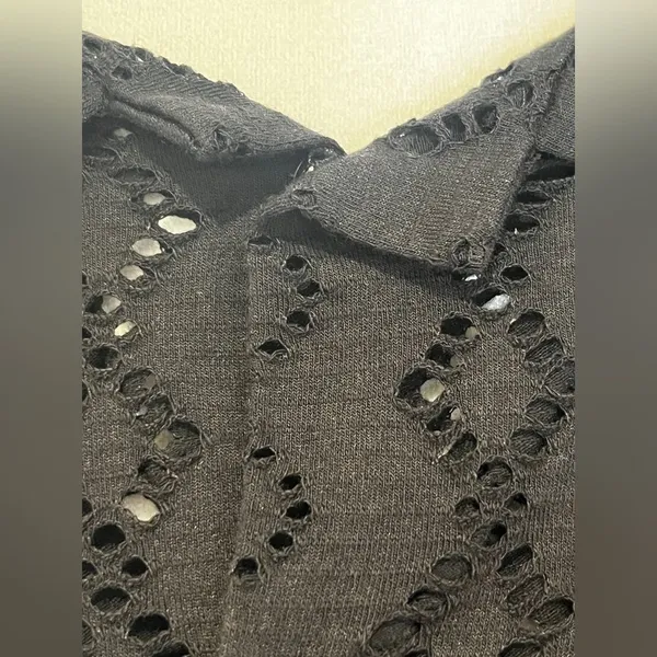 Zara Black Diamond Pattern Cut Work Shirt Size XL Unisex - Image 9