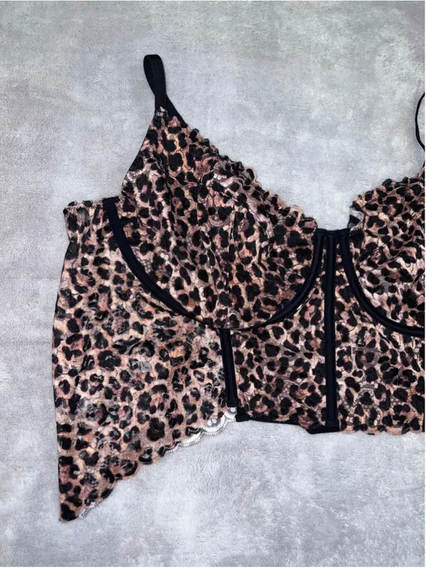Anthropologie Leopard Print Lace Corset Bra 3X - Image 3