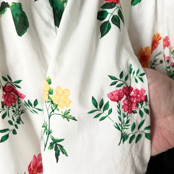 Gal Meets Glam Tabitha Floral Cotton Maxi Dress White Pink V-Neck Pockets Size 6 - Image 6