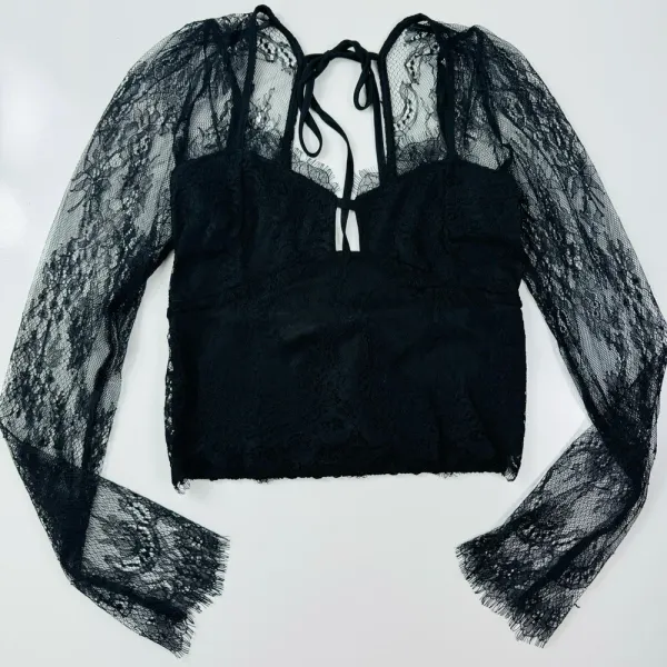 Thirty Thirty Long‎ Sleeve Delicate Lace Top Size Medium - Image 4