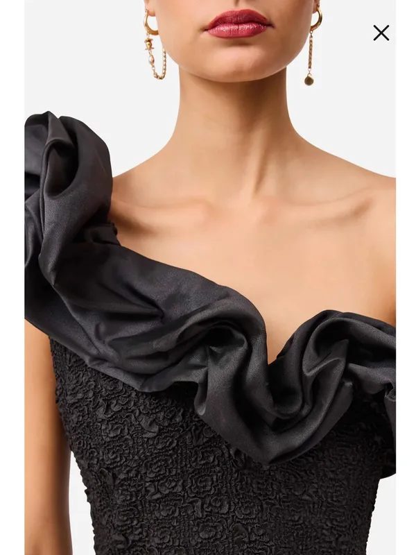 Elliatt Paloma Satin Ruffle & Floral Jacquard Cocktail Minidress Medium - Image 3