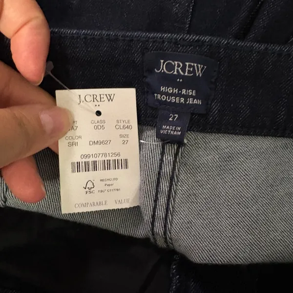 J.Crew High-Rise Trouser Jean in Deep Indigo Rinse Wide Leg Sz 27 Classic Preppy - Image 7