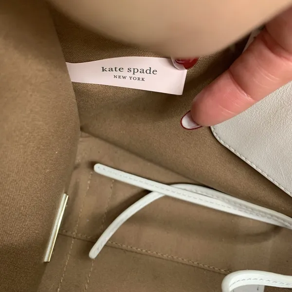 Kate Spade Sam Canvas Satchel Blazer Brown White Leather Trim Shoulder Bag Purse - Image 11