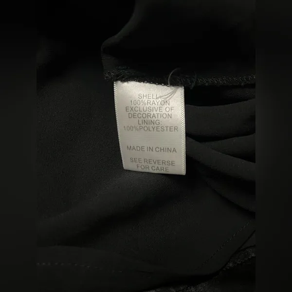 Lucy Paris Women’s Black Satin Silk V Neck Lace Racerback Top Size XS - Image 4