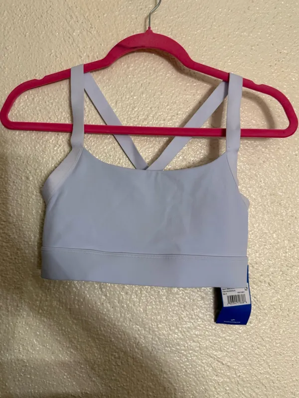 Brooks Light Blue Luxe Strappy Scoop Neck sports bra size Small NWT - Image 3