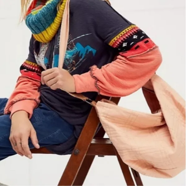 Free People Vienna Pink Quilted Shoulder Bag/Tote Bag, Suede Trim Detail‎ - Image 9