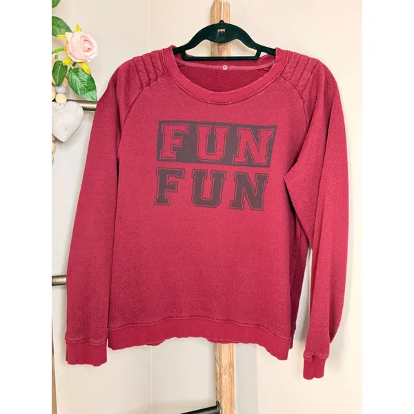 Sunrise E Company SRL Burgundy FUN FUN Graphic Sweatshirt Moto Shoulder Large - Image 2