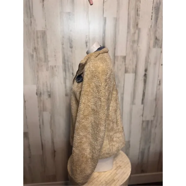Pendleton Cream Sherpa Flannel Trim Full Zipper Teddy Coat Women’s medium - Image 9
