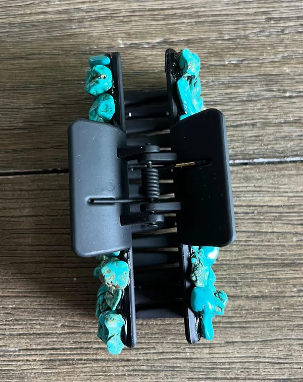 Handmade western turquoise claw clip Blue - Image 5