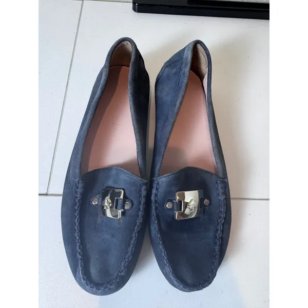 Kate Spade Carmen Driving‎ Moccasins Women Size 6 Blue Suede Loafers Minimalist - Image 2
