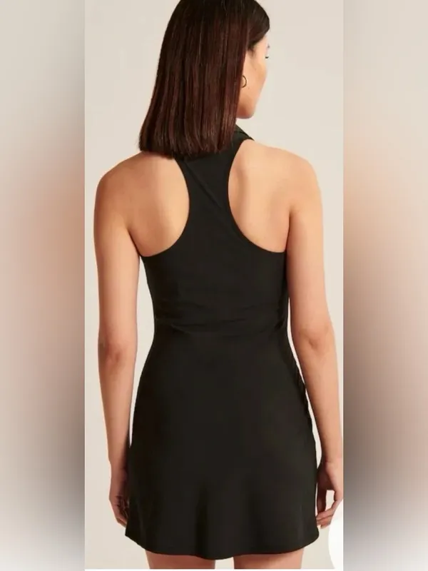 Abercrombie & Fitch Black Sleeveless Athletic Polo Dress with Built in Bra - Image 2