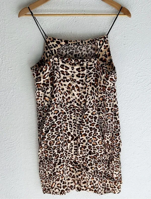 Topshop Leopard Print Mini Slip Dress Sz 8 - Image 4