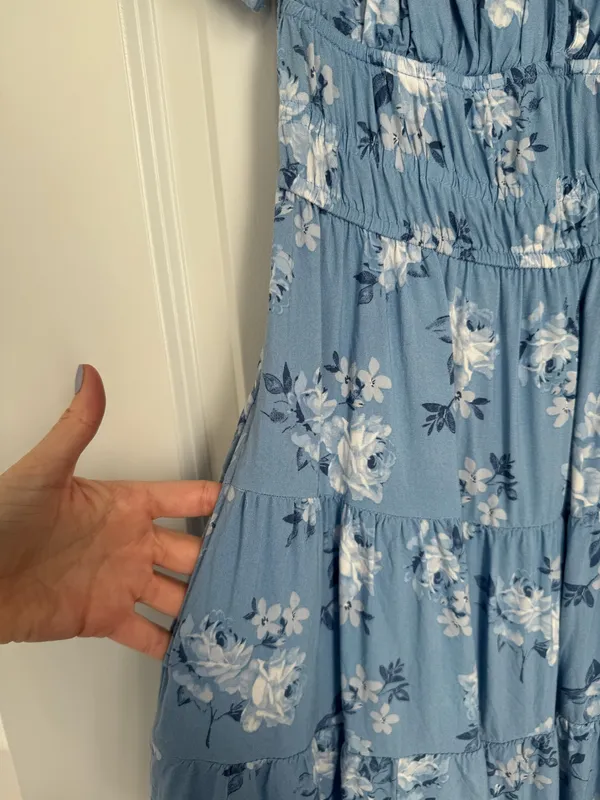 Hollister Blue Floral Puff-Sleeve Mini Dress - Image 3