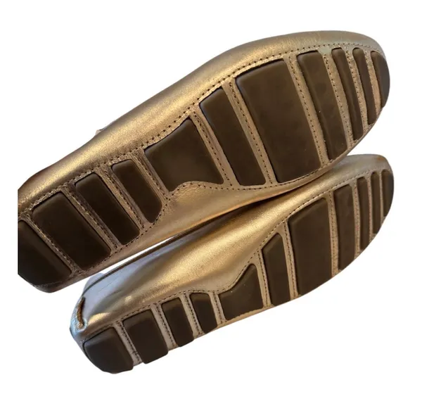 Metallic Gold Driving Loafer Flats Comfort Shoes 10 Holiday Eastland - Image 4