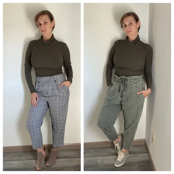 Loft Turtleneck Shirt Ribbed Long Sleeve XS Stretch Olive Green - Image 2