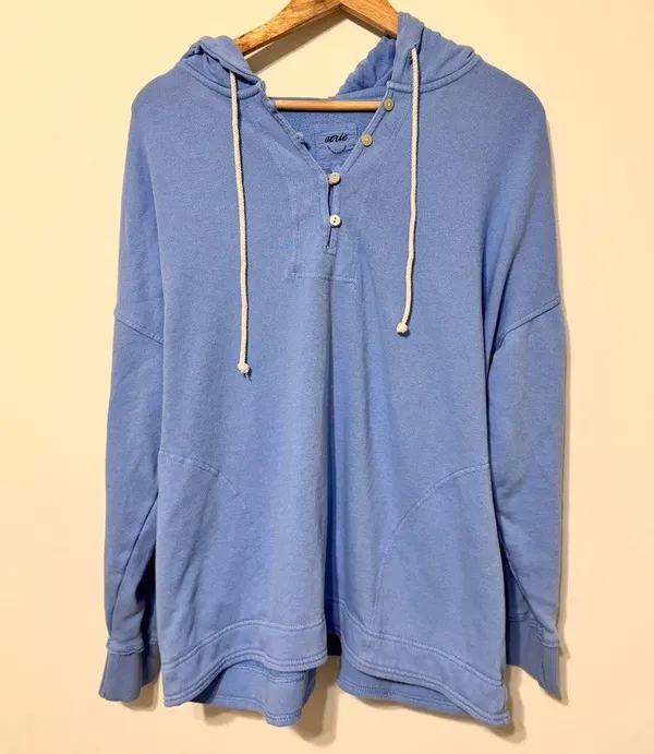 Beach Weekend Oversized Hoodie Size Medium Blue Sweater - Image 2