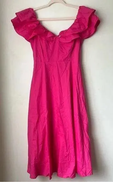 Petal & Pup Cabo Magenta Frill Sleeve Midi Dress M - Image 10