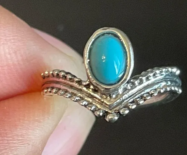 Turquoise stone princess crown ring size 5 - Image 5