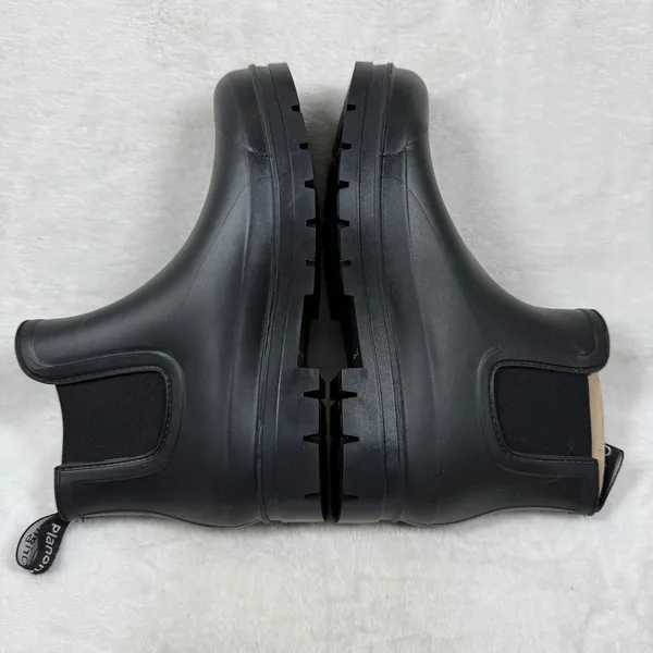Planone Womens Chelsea Rain Boots Black Rubber Waterproof Ankle Lug Sole 37 US 7 - Image 9