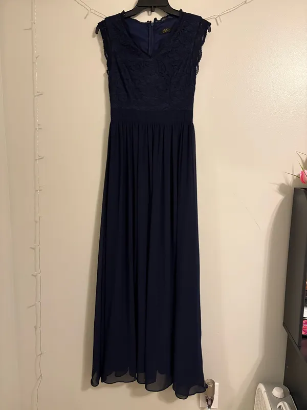 Amazon Navy Blue Chiffon Dress - Image 2