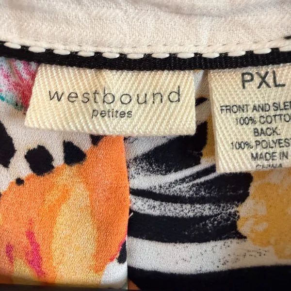 Westbound Petites PXL Plaid Floral Animal Print Mixed Media Roll‎ Tab Shirt - Image 3