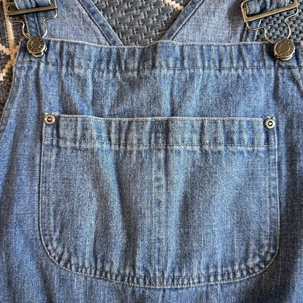 Vintage 90's Crazy Horse Liz Claiborne Women's Denim Overalls Crop Raw Hem Blue - Image 4