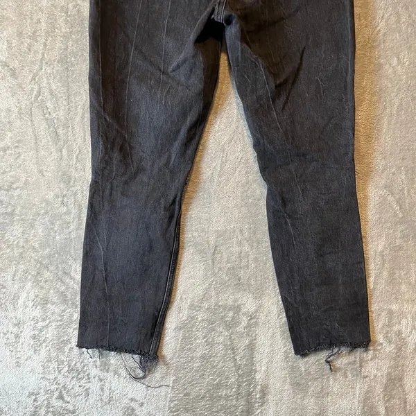 Abercrombie & Fitch High Rise Mom Jeans Size 26 Regular‎ Black Distressed - Image 7