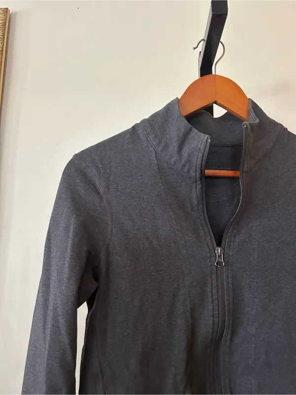 Pact Organic Cotton Go To Slim Zip Up Track‎ Jacket Athletic Stretch Gray Small - Image 2