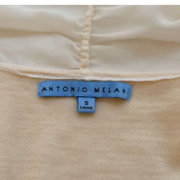 Antonio Melani Cardigan Sz S Wool Draped Chiffon‎ Open Front Cream Minimalist - Image 3