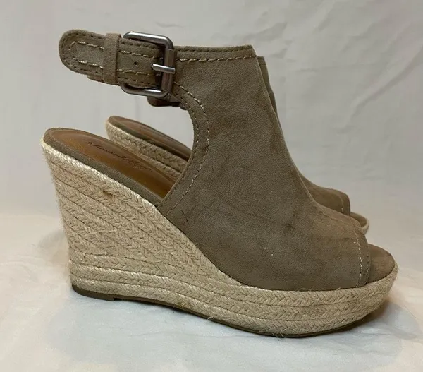 Target - Universal Thread Suede Espadrille Wedge Sandal Heels, Tan, Size 6, EUC - Image 3