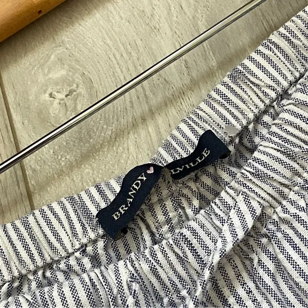 Brandy Melville Pants cotton striped womens White Blue (one size) coastal - Image 2