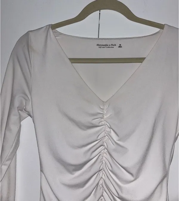 Abercrombie White Ruched Bodysuit - Image 2