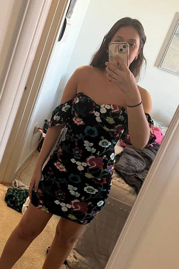 Lulus Black Embroidered Floral Dress - Image 3