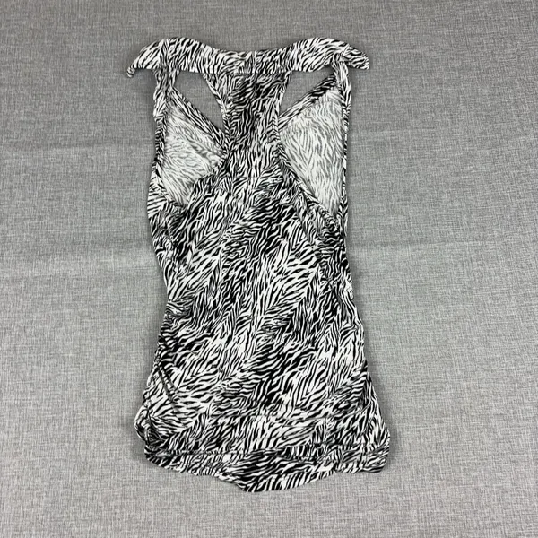 Free People Tank Top Womens M Black White V-Neck Sleeveless Zebra Print - Image 9